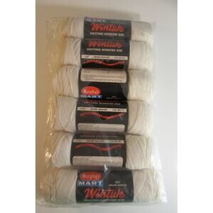 Vintage Lot 6 Murphys Mart Wintuk Yarn 4-Ply Worsted 4 oz Skein Lot Winter White
